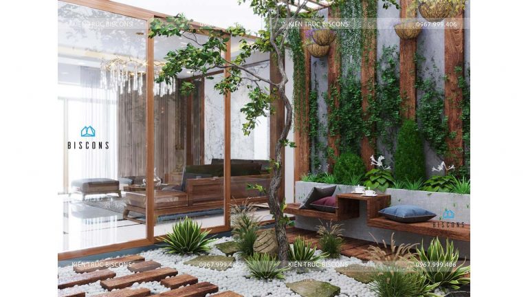 thiết kế sân sau nhà phố