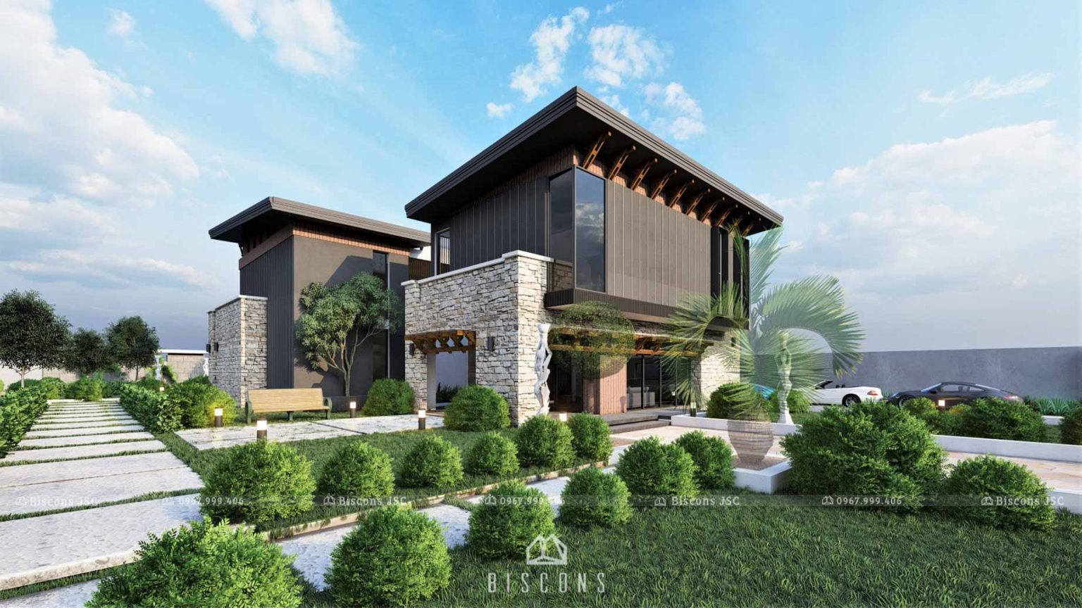 Biệt Thự Nghỉ Dưỡng Hiện Đại 400m2 của Biscons